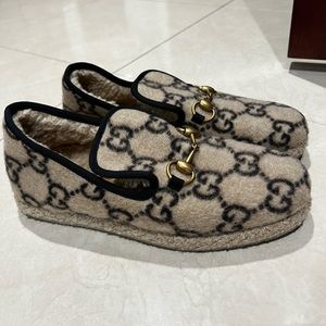 Gucci quilted fur loafers